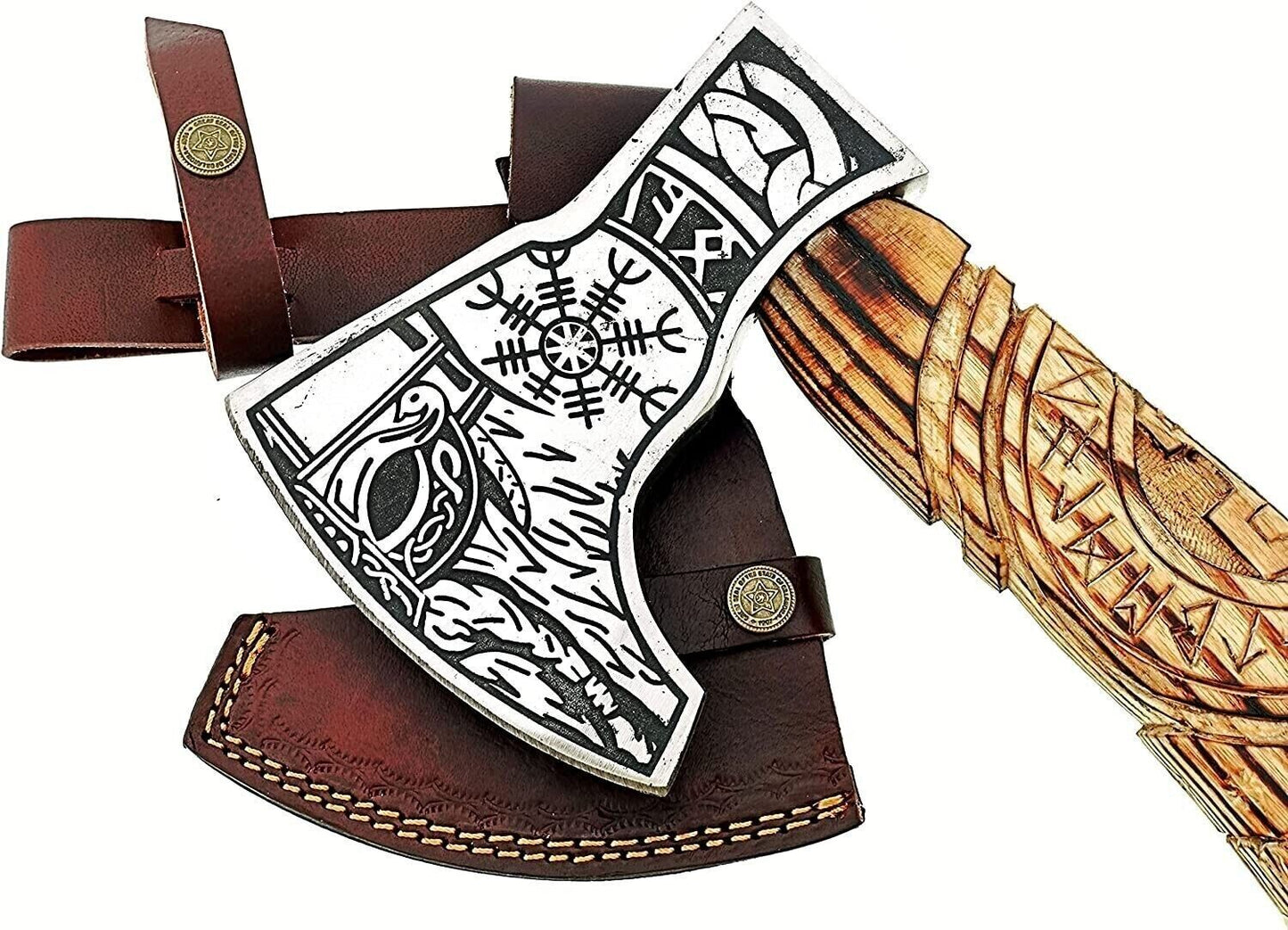 Viking Axe Custom Handforged Bearded Ragnar LothBroke Axe Carbon Steel Hatchet Gift for Men