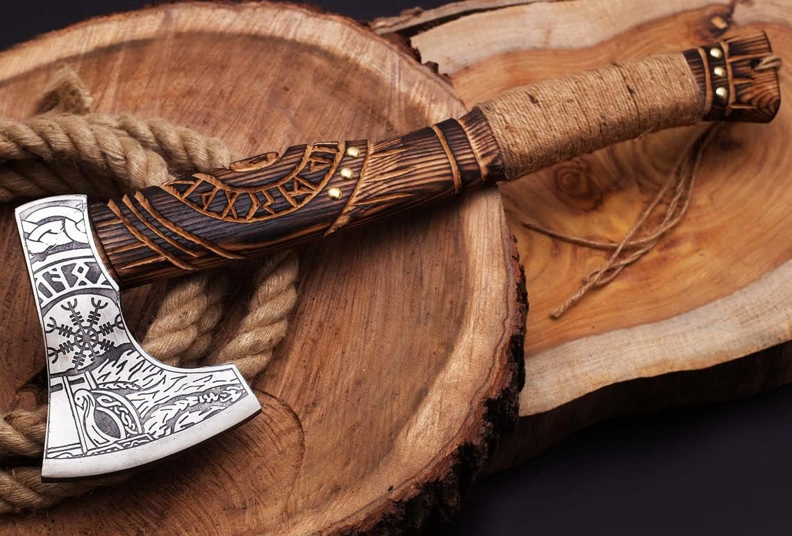 Viking Axe Custom Handforged Bearded Ragnar LothBroke Axe Carbon Steel Hatchet Gift for Men