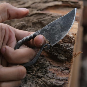 Viking Neck Knife for Men, Hand Forged Mini Knife with Leather Sheath, Norse Gift for Him, Bushcraft EDC Necklace Knife, Anniversary Gift