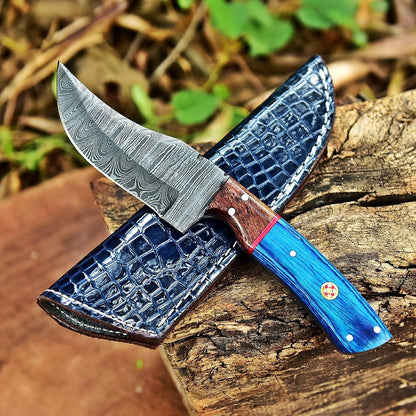 Custom Damascus Hunting Skinner Knife Rosewood Handle Fixed Blade Bushcraft Knife Camping Survival Gift for Men