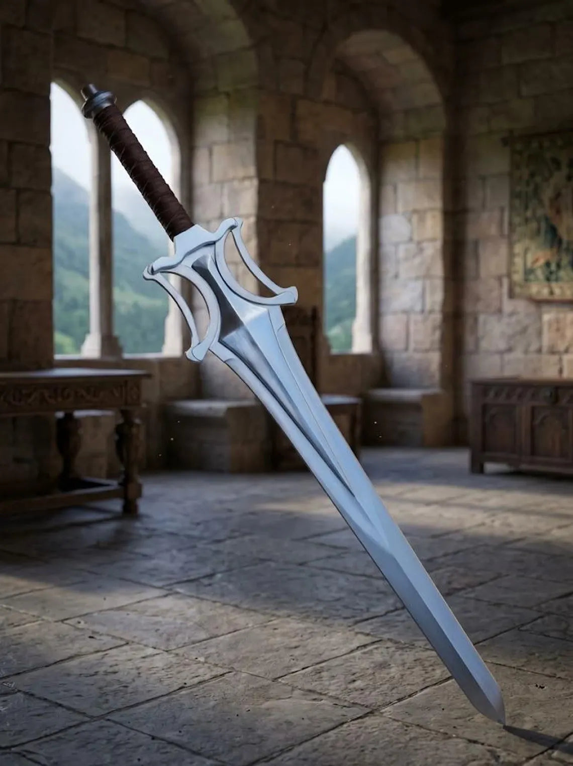 Prince Adam Handcrafted Heroic Fantasy Power Sword High Carbon Steel Blade with Genuine Leather Sheath | Premium Cosplay & Display Prop Gift